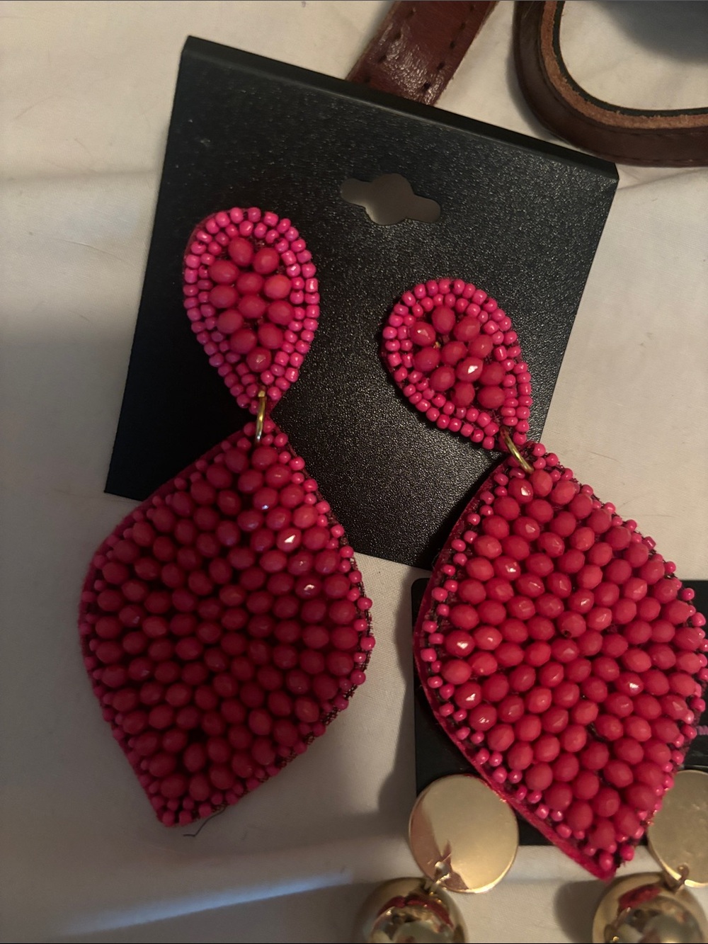 Pink Beaded Teardrop Statement Earrings - Women Jewelry